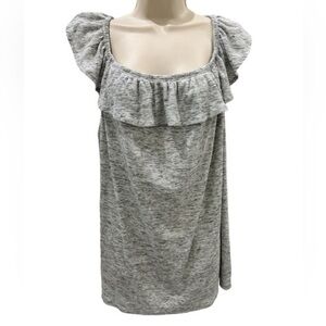 Torrid Heathered Gray Ribbed Ruffle Boho Off The Shoulder Top Jersey Knit